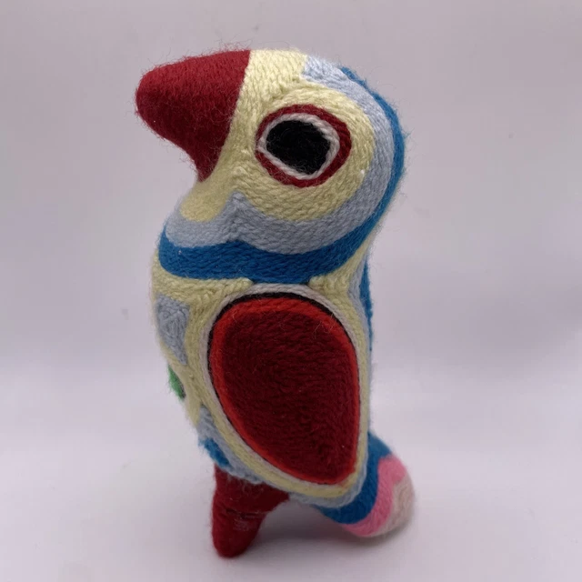 Vintage Vibrant Mexican Folk Art Huichol Style Yarn Wrapped Parrot Macaw Bird