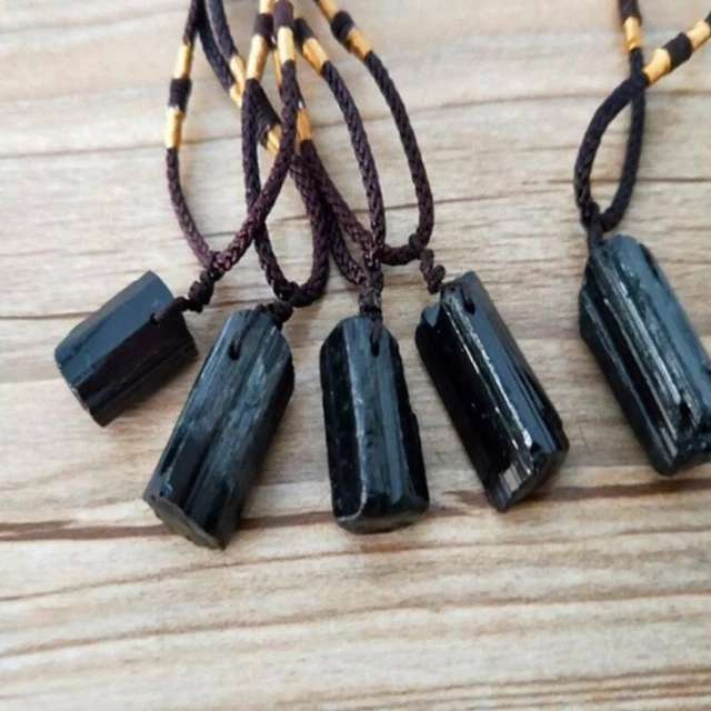 Natural Black Tourmaline Stone Pendant Chakra Necklace Crystal Gem Specimen 1pcs