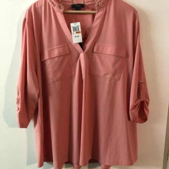 Belldini Women’s Plus Size Blouse BNWT 3X 3/4 Sleeve Peach Pink
