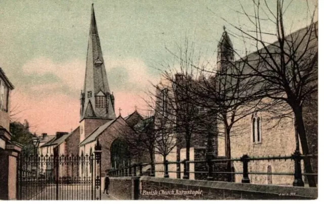 Devon Unused coloured printed postcard of the Parish Church  Barnstaple