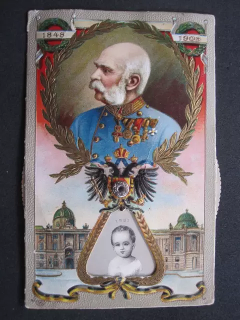 alte Postkarte Adel, Kaiser Franz Josef I. 1848 -1908 Jubiläum Super selten TOP