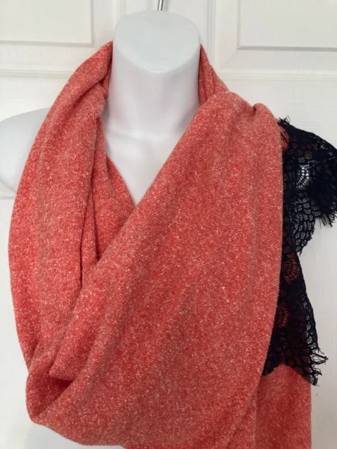 Womens Polyester Unbranded Coral Navy Blue Lace Oversized Scarf 18" W x 80" L