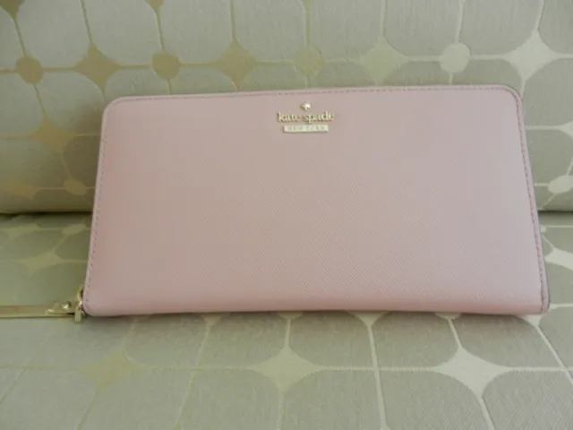 Kate Spade Cameron Street Lacey Pink Bonnet Leather Zip Clutch Wallet