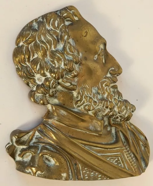 Antique French Henry IV Brass Relief Art Plaque Sculpture After Guillaume Dupre 2