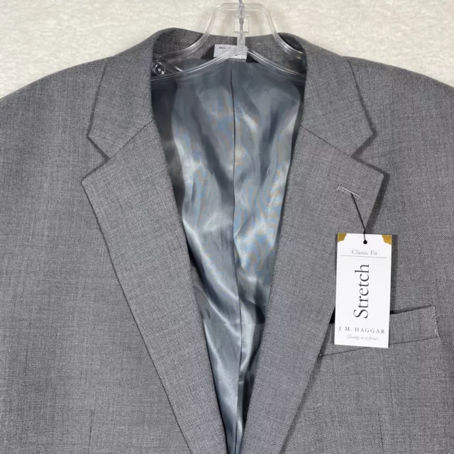 J.M. HAGGER Men’s Blazer Classic Fit Medium Grey Premium Stretch Solid Size 44R 2
