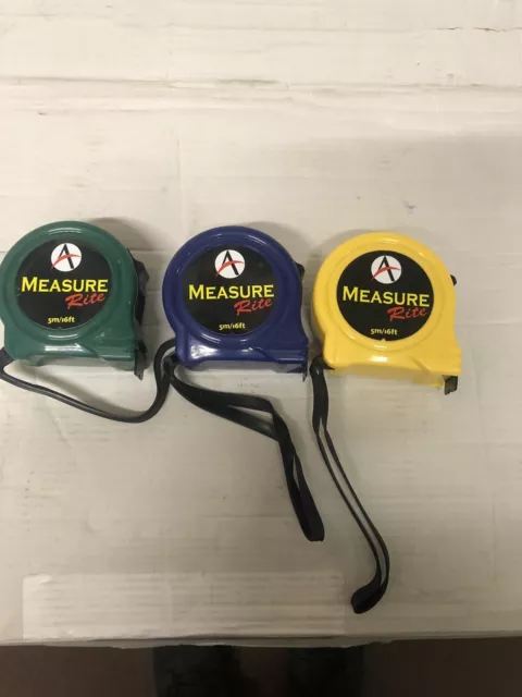 3 x advent measure rite 5m tape measure set mixed colour brand new