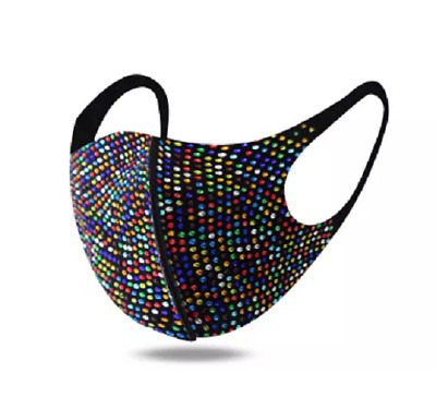 Reusable Washable Crystal Glitter Rhinestone Sparkly Bling Cloth Face Mask Cover