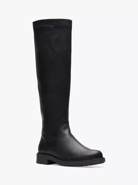 BNIB CLARKS LADIES ORINOCO 2 LONG Black Leather Knee High Boots