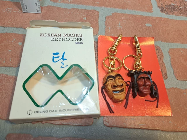 Vintage Korean Mask Keychain Set Deung Dae Industries