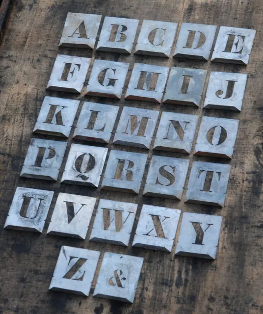 A-Z Schablonen Zink Alphabet Vintage Retro Lettern Buchstaben Metall Shabby chic