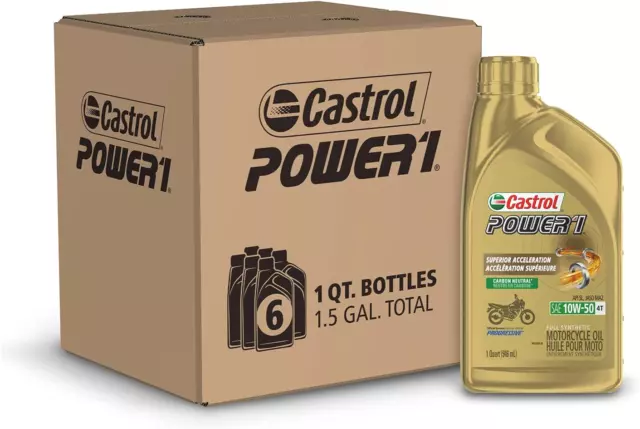 Castrol 06412 Power RS 10W-50 4-Stroke Motorcycle Oil - 1 Quart (Pack of 6)