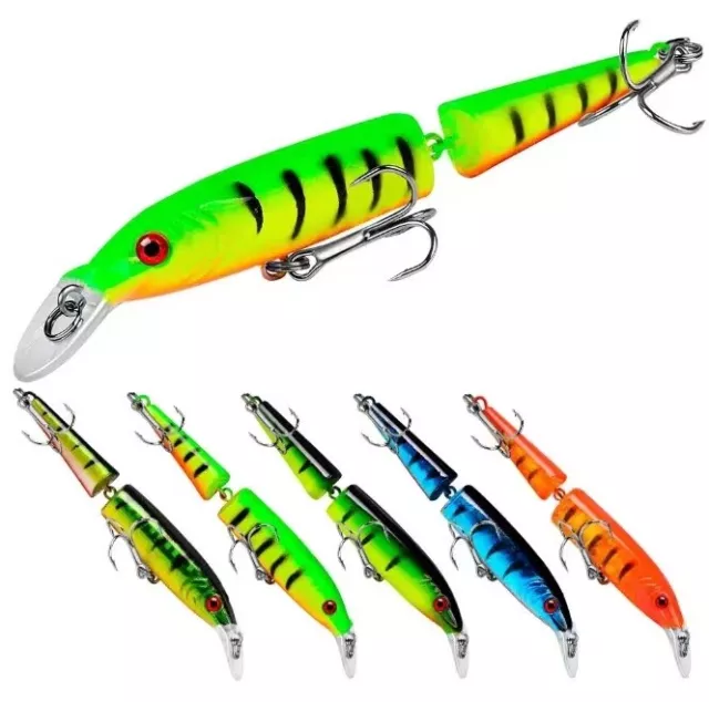 5pcs/set Jointed Trolling Bait Minnow Fishing Lure Bass Crankbait Tackle Wobbler