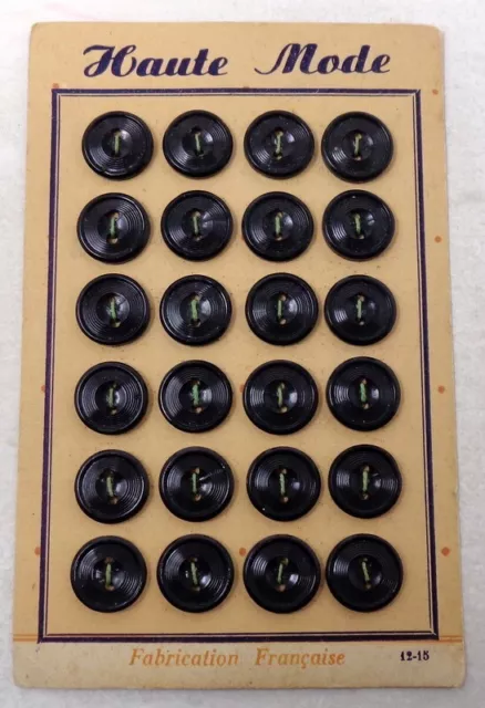 Lot 24 Boutons anciens en galalithe sur plaquette d'origine - Mercerie vintage