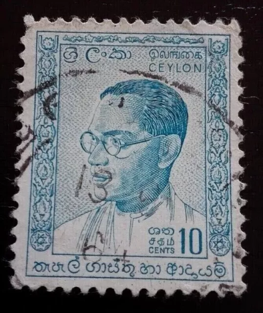 Ceylon:1963 Solomon Bandaranaike, 1899-1959 10 C. Francobollo da collezione.