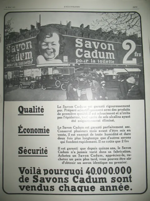 Publicite De Presse Cadum Savon Pour La Toilette French Ad 1927