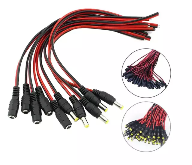 10 PCS 12V 24V Prise d'alimentation Mâle Et Femelle Connecteur DC 5.5x2.1mm