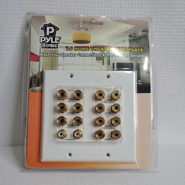 Pyle Home PHIW71 7.1 Home Theater 14 Post Binding/Banana Plug, Wall Plate, White