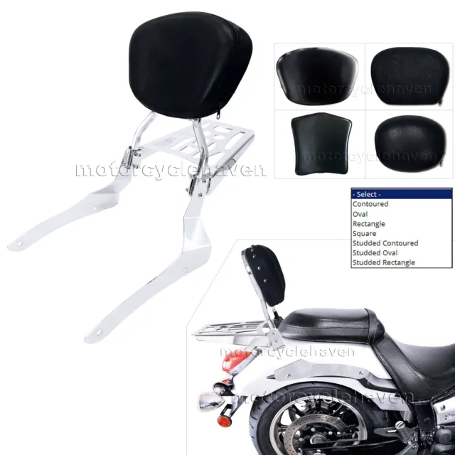 Passenger Chrome Sissy Bar Backrest with Luggage Rack for Yamaha V-Star 950 1300