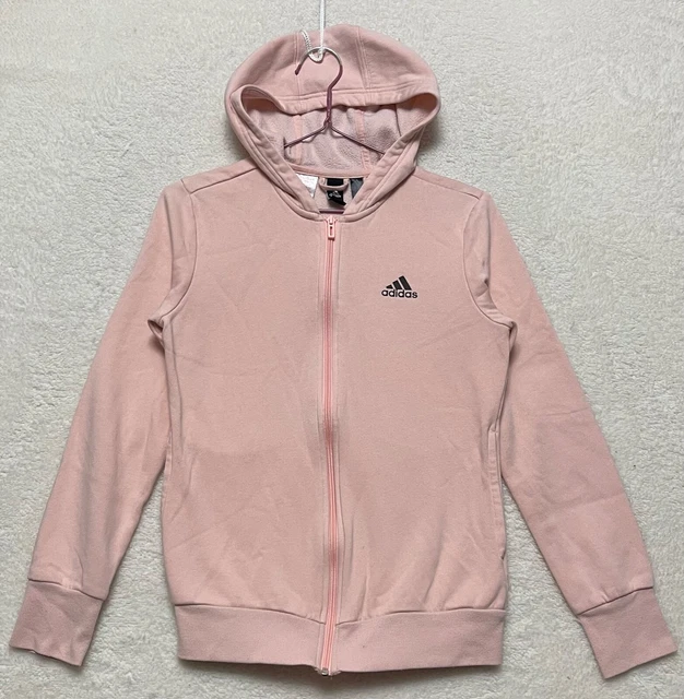Adidas Girls Age 13-14 Years Full Zip Pink Hoodie