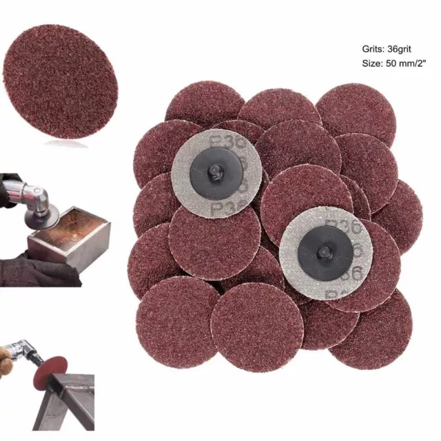 50x 36 Grit R Roloc Type Sanding Discs 2'' 50mm Abrasive Roll Lock Kit Sandpaper