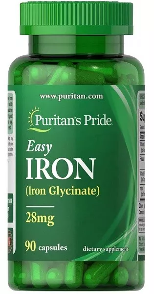 Easy Iron 28 mg 90 Capsules Iron Glycinate Puritan's Pride