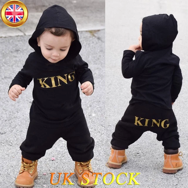 Infant Newborn Baby Boys Hooded Bodysuit Jumpsuit Romper Outfits Clothes Set UK