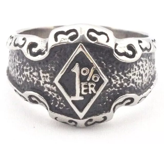 Ring Damen Herren  schwarz-silber Retro Punk Biker Edelstahl 1%er