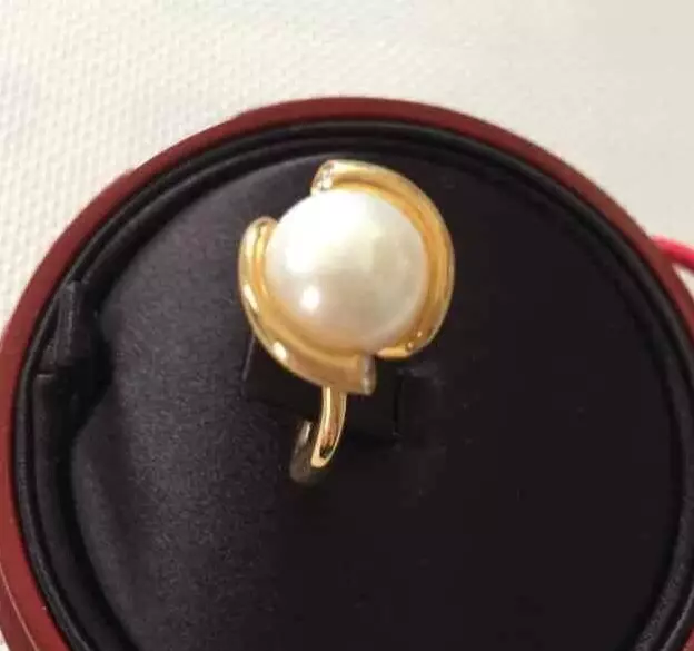 Georg Jensen Gold Ring #1513 Magic 18K 750 w/Diamond and Pearl US 6 Excellent