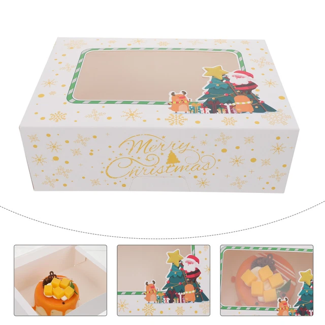 12 piezas Embalaje de pasteles Navidad Pastelería Caja de cupcakes Caja de pasteles