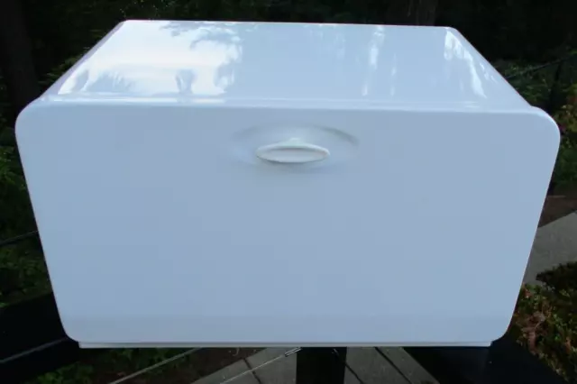 Vintage Breadbox KCO Canada White Enamel Farmhouse Metal Lg Shelf 11x11x17"
