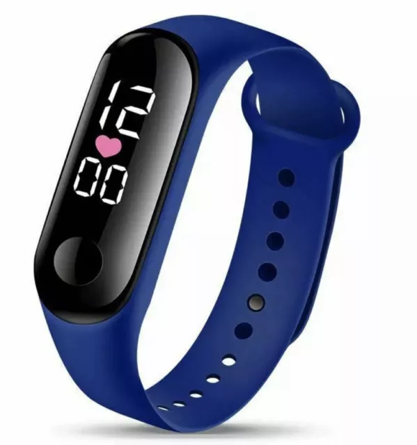 UNISEX Womens Ladies Mens Digital LED Waterproof Sport Wrist Watch Gift D.BLUE