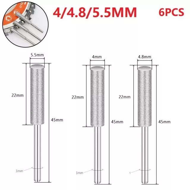 Aiguiseur de tronçonneuse universel revêtu de diamant fichier pierre 6 pièces