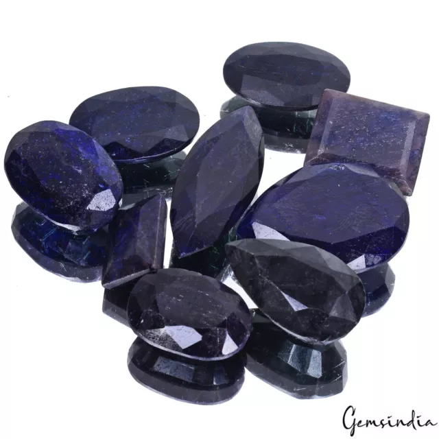 610 Cts/9 Pcs Natural Dark Blue Sapphire Mixed Faceted Cut Loose Wholesale Gems