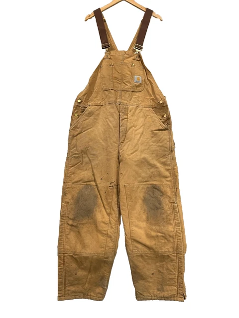 VINTAGE 1980S CARHARTT Blue Canvas Double Knee Overalls