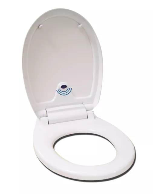 Automatic Toilet Seat Auto Opening & Soft Close White Sensor Touchless Bathroom