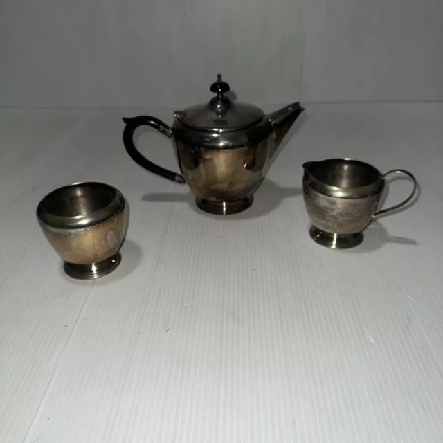 Vintage Yeoman Plate EPNS 3 Piece Set Teapot As Is