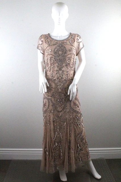 Special Occasion Embroidered Maxi Dress Pisarro Nights Size 8 Blush NWT