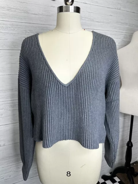 NEW Lunya Sweater Cozy Cotton Silk Reversible Pullover Restful Gray Heather Sz S 3