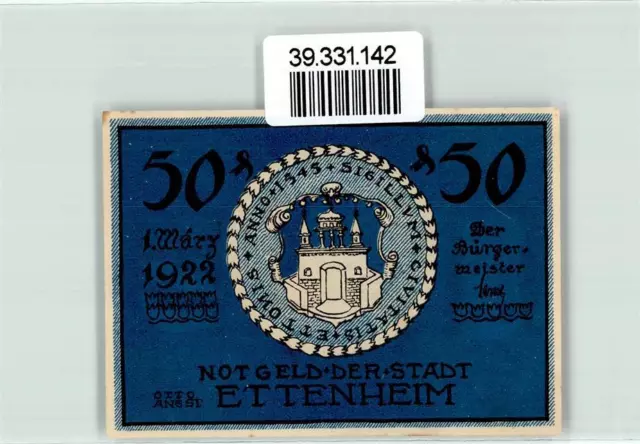 39331142 - 7637 Ettenheim Notgeld 50 Pfennig Wappen Schloessle Kloster 2