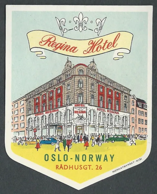 Regina Hotel OSLO Norway - vintage luggage label