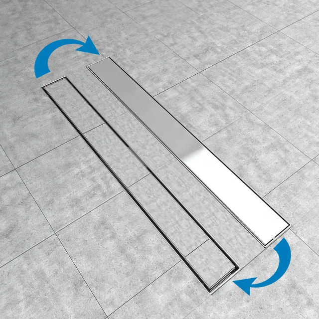 2 in 1 Canaletta canalina doccia acciaio inox scarico pavimento griglia sifone