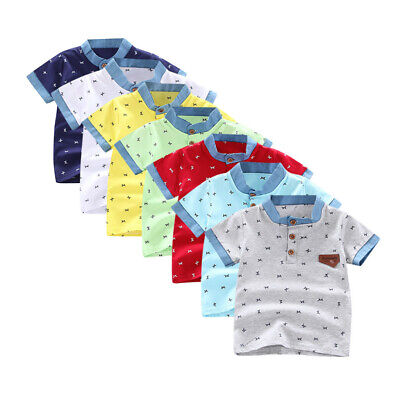 Toddler Kids Baby Boys Letter Print Gentleman Button Shirt Tops Tee Clothes