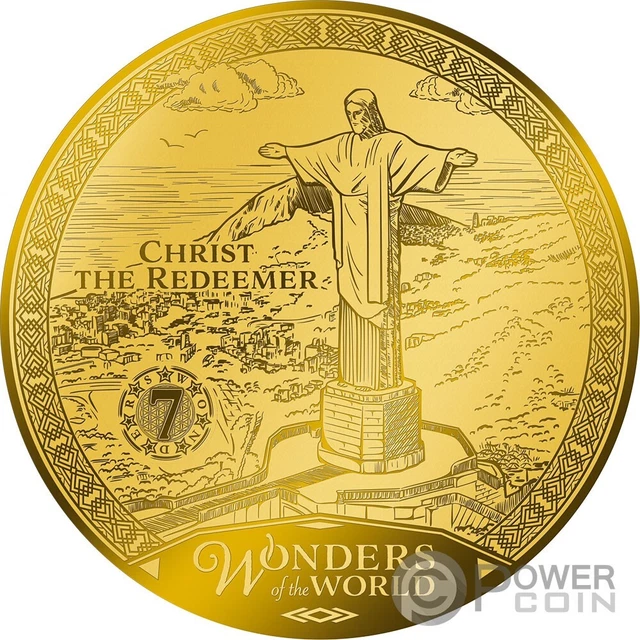 CHRIST THE REDEEMER 7 Wonders Modern World Gold Coin 10$ Solomon Islands 2024