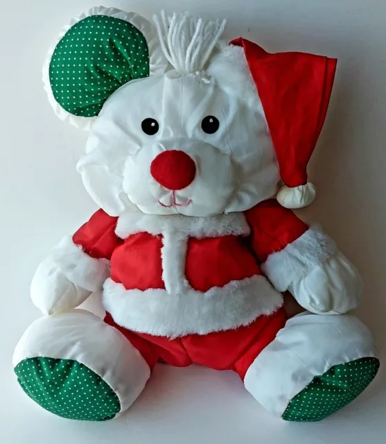 Vintage PUFFALUMPS 1992 Fisher Price  Christmas Mouse 12” Plush Nylon Santa Suit