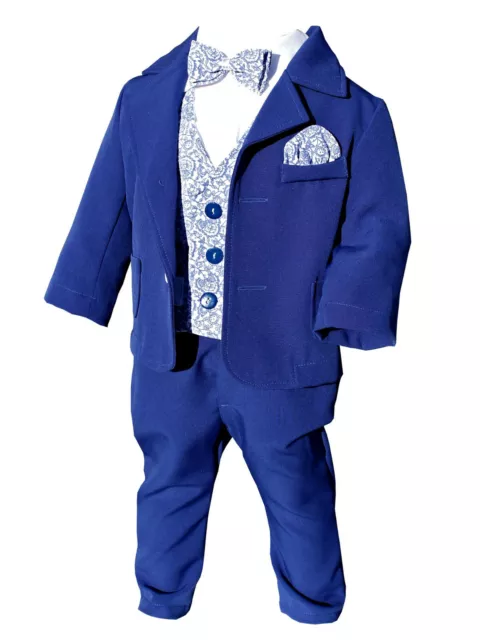 ABITO DA BATTESIMO completo elegante PAGGETTO da cerimonia blu cod 1495