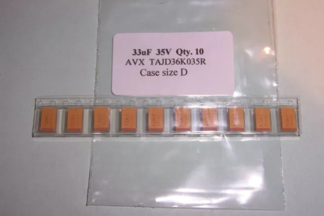33uF 35V SMD SMT Tantalum Capacitors Case size D New AVX parts Qty. 10