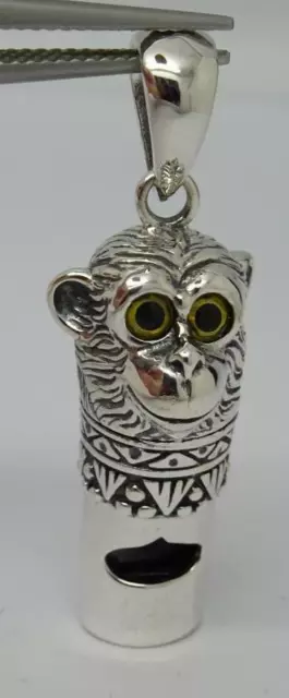 New Antique Style Silver Miniature Working Monkey Whistle