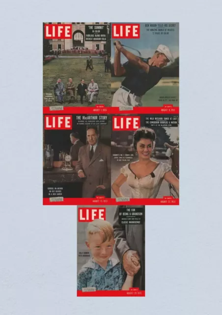 Life Magazine Lot of 5 Full Month August 1955 1, 8, 15, 22, 29 Civil Rights Era