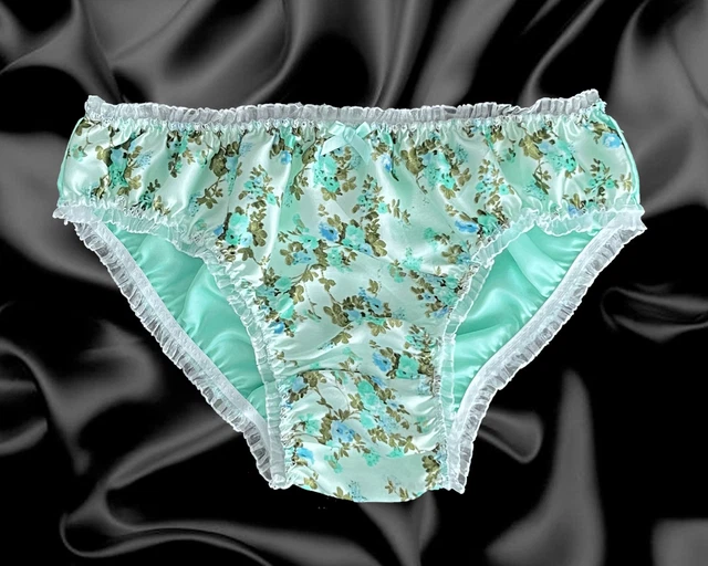 Mint Green Satin Floral Frilly Lace Sissy Bikini Knickers Panties Size 10 20 17 19 Picclick