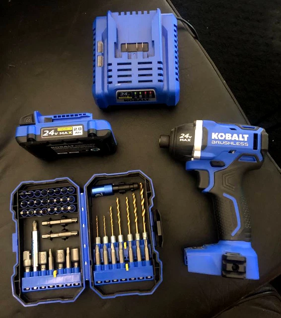 KOBALT 24VOLT MAX Brushless 1/4" Impact Drill/Driver + 50 Piece Bit